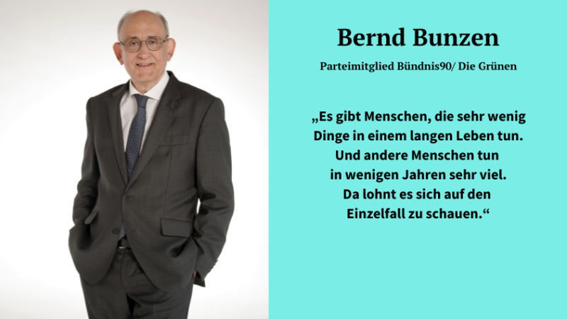 Bernd Bunzen trägt auf dem offiziellen Foto einen schwarzen Anzug.